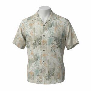Campia Moda Men's Hawaiian Shirt Patchwork Foliage Short Sleeve Size Medium